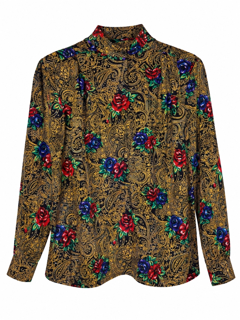 SK & Company Vintage Floral Paisley Blouse Shoulder Pads Made USA Size 14
